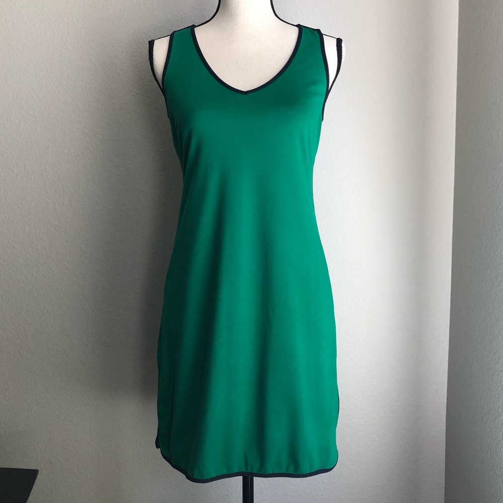 BANANA REPUBLIC Green Summer Dress with Navy Trim
